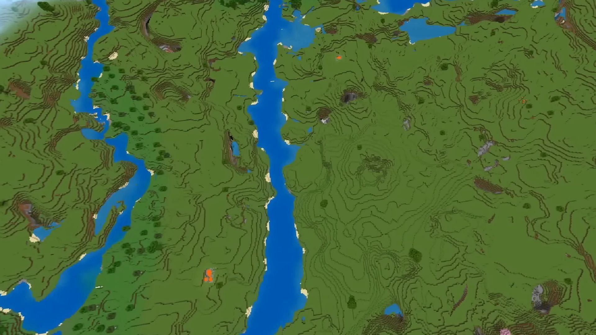 This seed has very few obstructions for city builders in its spawn plains (Image via Minecraft and Chill/YouTube)